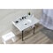 Kingston Brass 36 Carrara Marble Console Sink with Stainless Steel Legs, Marble WhiteMatte Black LMS3622M80ST - alternate 3